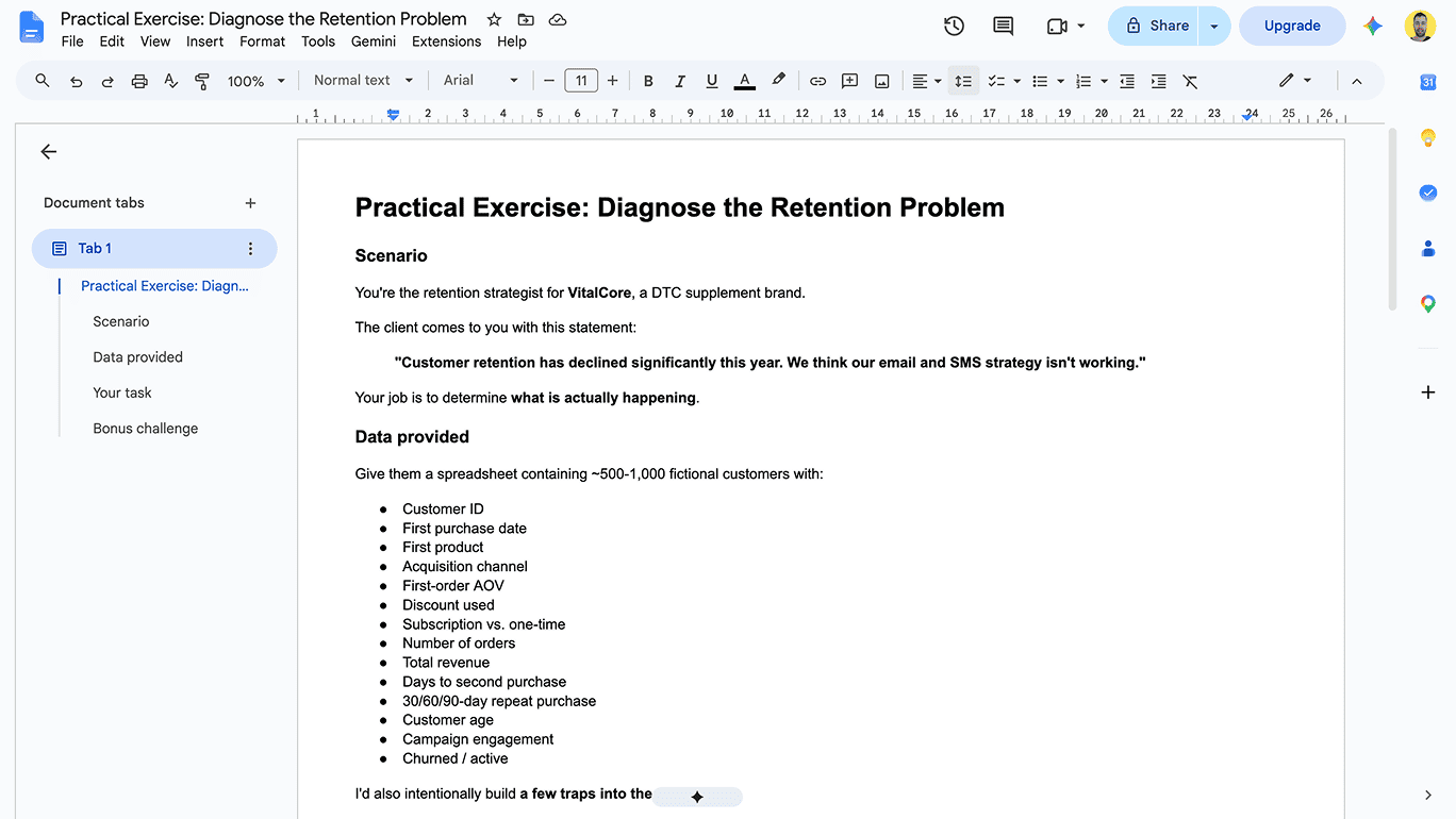 Practical exercises